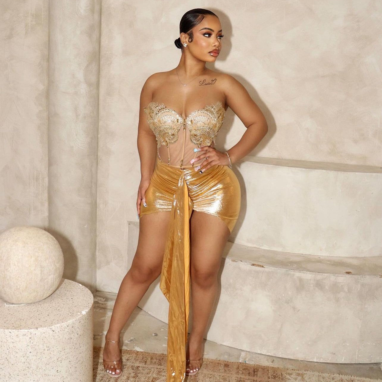 Believe It Dress - Gold